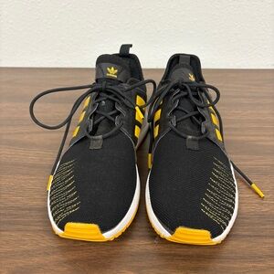 Size 7- adidas X_PLR Black Gold Adidas Black and Yellow Sneakers with Knit Upper